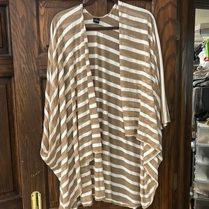 Sheer 10 and cream striped ruana